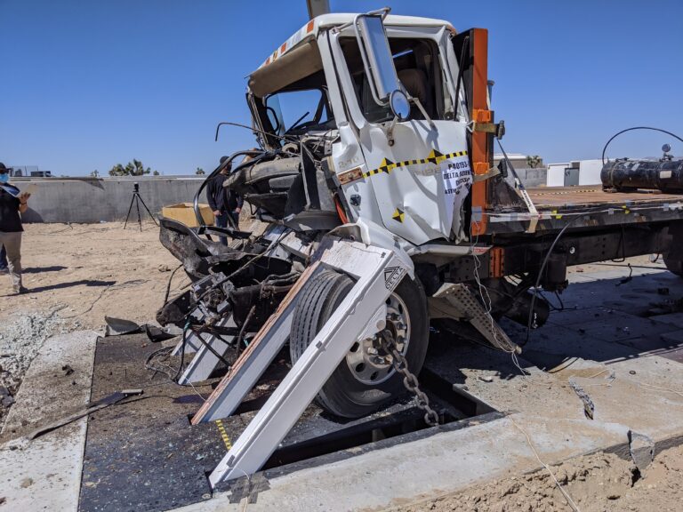 Delta Scientific DSC550 Shallow Foundation Open-Frame Barricade Crash Test Photo