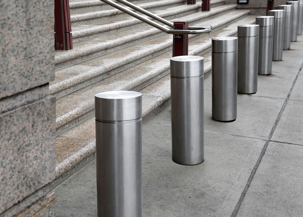 Bollards are a common type of vehicle barrier
